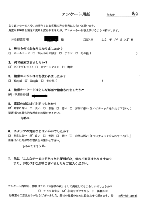 各務原市在住 匿名希望さま(女性)