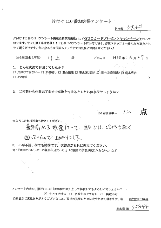 シャクナゲの木伐採 川上さま(男性)